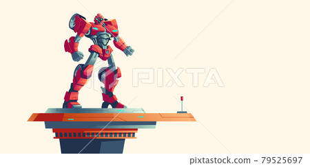 Red robot transformer alien invader on spaceship 79525697