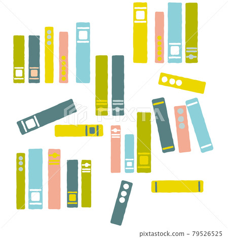 Books lined up in pieces, cute color scheme Books lined up in pieces, cute color scheme 79526525