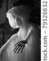 White ghost skeleton halloween back and white 79526632