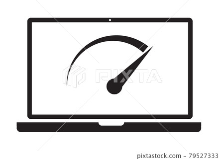 speed test laptop icon on white background. test speed laptop sign. speed optimization symbol. flat style. 79527333