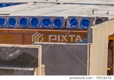 Picture of construction site with precast concrete walls and slabs Picture of construction site with precast concrete walls and slabs 79528378