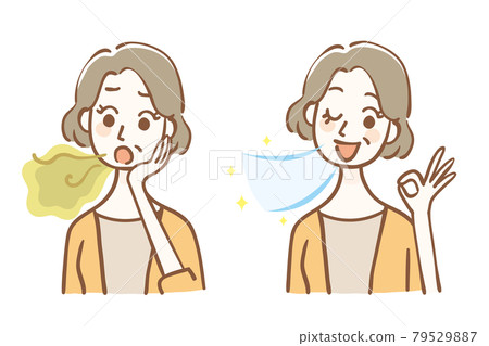 中年女性注意口臭前後 中年女性注意口臭前後 79529887