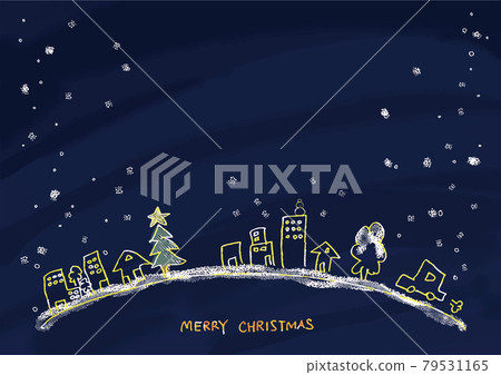 白雪皚皚的夜空和聖誕城市景觀的插圖 白雪皚皚的夜空和聖誕城市景觀的插圖 79531165