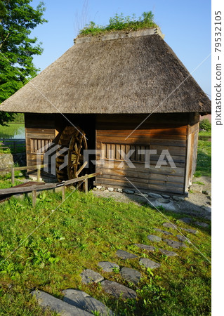 Original scenery of Japan Tono heritage Yamaguchi water wheel Original scenery of Japan Tono heritage Yamaguchi water wheel 79532105