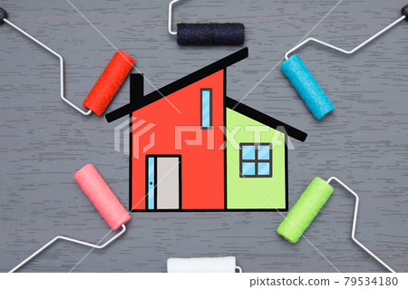 Image of painting the exterior walls of a house Image of painting the exterior walls of a house 79534180