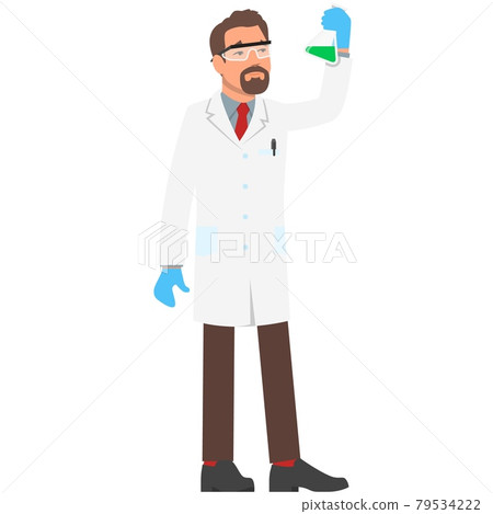 Vector man chemist with flask science laboratory worker icon Vector man chemist with flask science laboratory worker icon 79534222
