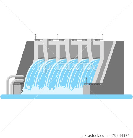 Hydroelectric dam water power station vector icon 79534325