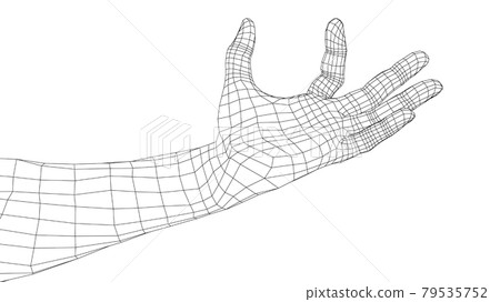 Hand hold some tiny or thin object. Vector 79535752