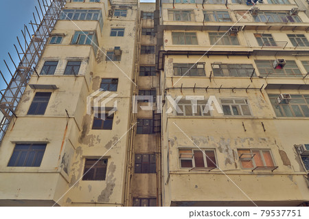 10 April 2021 old tenement buildings under urban renewal, to kwa wan, hk 79537751
