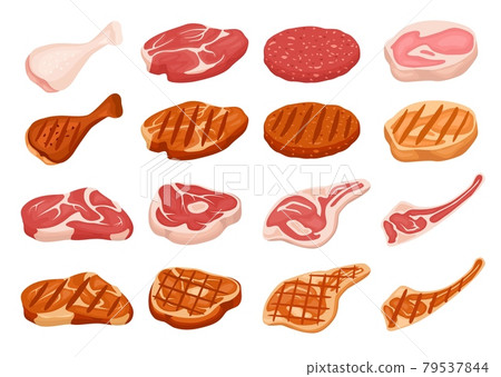 Fresh Meat On Digital Scale Isolated On White Stock Illustration