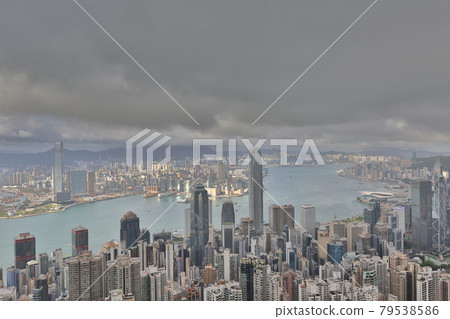 sunny day at kowloon, cloudy at island hong kong, 11 Jue 2021 79538586