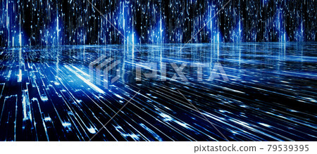 鮮豔細緻的全景景觀圖：科技光束特效背景（3D CG 渲染數位插圖） 79539395