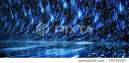 鮮豔細緻的全景景觀圖：科技光束特效背景（3D CG 渲染數位插圖） 79539397