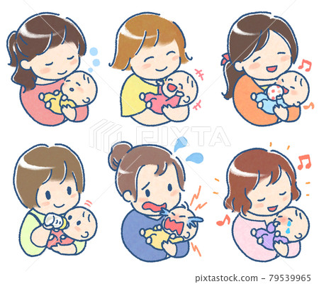 抱嬰兒的少婦插畫集（手繪風格|全彩） 79539965