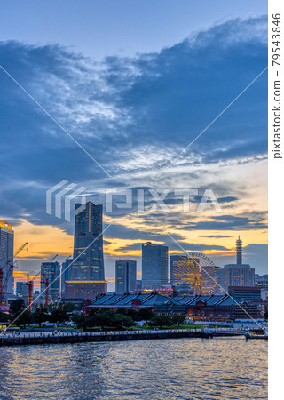 橫濱港未來城市景觀夜景 橫濱港未來城市景觀夜景 79543846