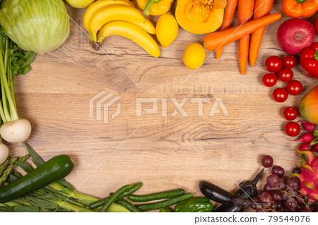 Frame photo of colorful vegetables and fruits Frame photo of colorful vegetables and fruits 79544076