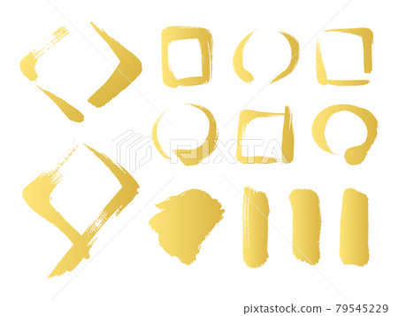 Gold brush writing, Japanese style frame set, square, round, gold Gold brush writing, Japanese style frame set, square, round, gold 79545229