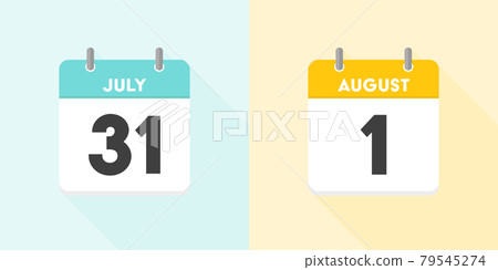 Calendar for the end of July and the beginning of August: A set of summer day-turning calendars for July 31st and August 1st Calendar for the end of July and the beginning of August: A set of summer day-turning calendars for July 31st and August 1st 79545274