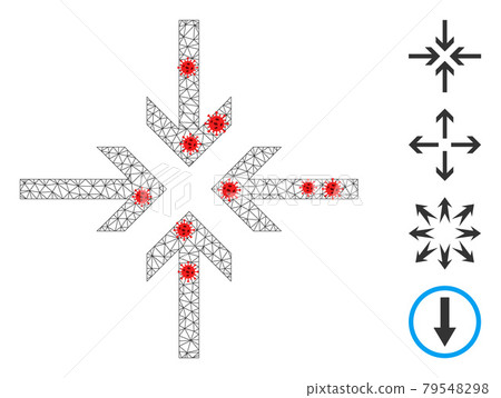 Polygonal Wire Frame Reduce Arrows Icon with Infectious Nodes 79548298