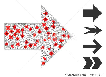 Polygonal Mesh Arrow Right Pictogram with Pathogen Elements 79548315