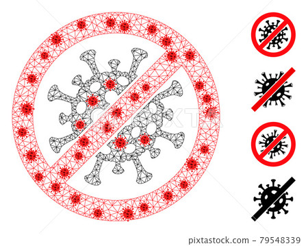 Polygonal Carcass Stop Covid-19 Virus Icon with Pathogen Centers Polygonal Carcass Stop Covid-19 Virus Icon with Pathogen Centers 79548339