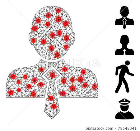Polygonal Network Office Man Icon with Virus Nodes Polygonal Network Office Man Icon with Virus Nodes 79548341