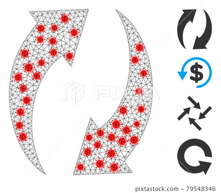 Polygonal Mesh Refresh Icon with Coronavirus Nodes Polygonal Mesh Refresh Icon with Coronavirus Nodes 79548346