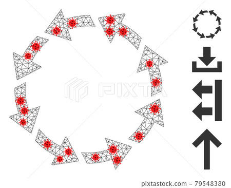 Polygonal Mesh Rotate Ccw Icon with Covid Elements 79548380