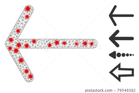 Polygonal Mesh Arrow Left Pictogram with Covid Centers Polygonal Mesh Arrow Left Pictogram with Covid Centers 79548382