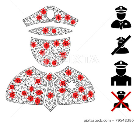 Polygonal Wire Frame Police Guy Icon with Infectious Items Polygonal Wire Frame Police Guy Icon with Infectious Items 79548390