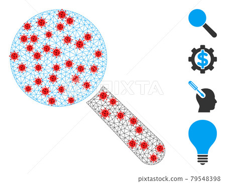 Polygonal Network Search Tool Pictogram with Covid Elements 79548398