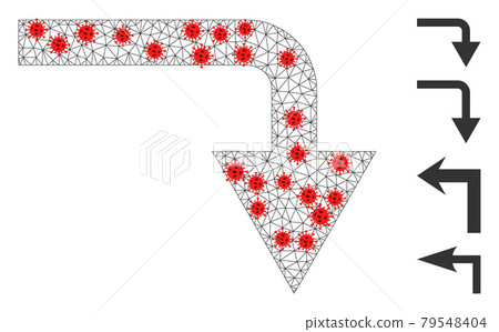 Polygonal Carcass Turn Down Pictogram with Infectious Items 79548404