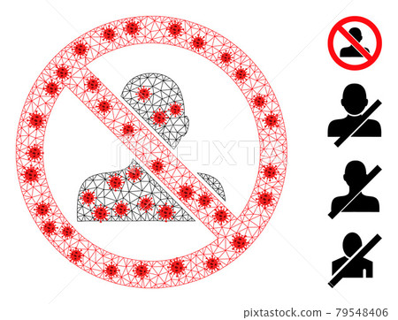 Polygonal Network Stop Man Pictogram with Pathogen Nodes Polygonal Network Stop Man Pictogram with Pathogen Nodes 79548406