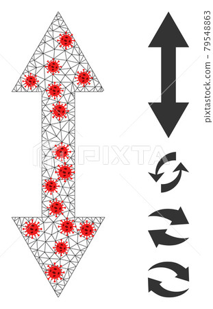 Polygonal Network Vertical Flip Pictogram with Coronavirus Centers 79548863