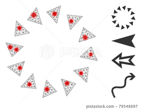 Polygonal Mesh Rotate Ccw Icon with Virus Items Polygonal Mesh Rotate Ccw Icon with Virus Items 79548897