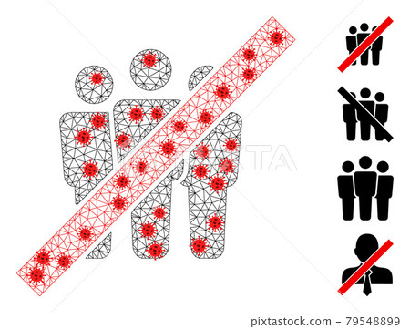 Polygonal Carcass Stop People Icon with Pathogen Centers Polygonal Carcass Stop People Icon with Pathogen Centers 79548899