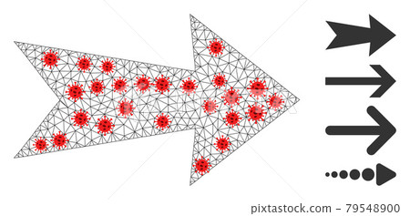 Polygonal Network Arrow Right Pictogram with Virus Nodes 79548900