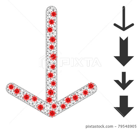 Polygonal Carcass Arrow Down Icon with Infection Nodes Polygonal Carcass Arrow Down Icon with Infection Nodes 79548905