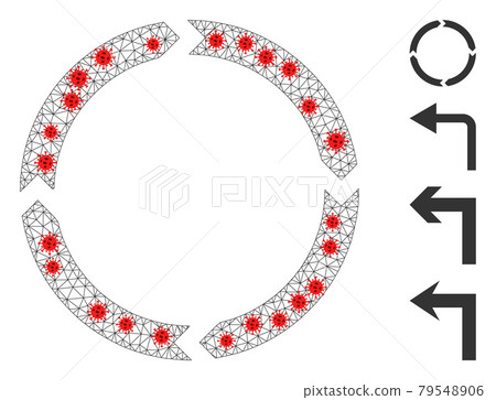 Polygonal Wire Frame Rotation Pictogram with Coronavirus Items Polygonal Wire Frame Rotation Pictogram with Coronavirus Items 79548906