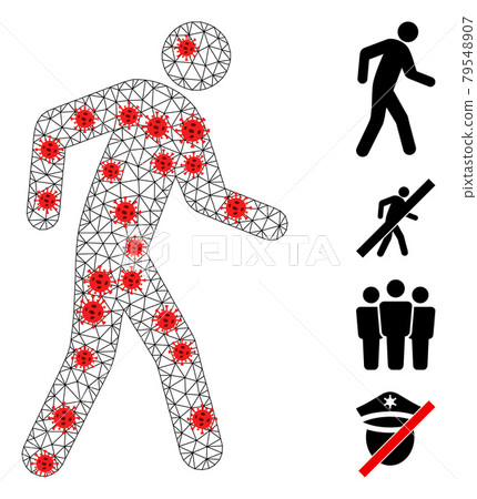 Polygonal Mesh Pedestrian Icon with Pathogen Elements Polygonal Mesh Pedestrian Icon with Pathogen Elements 79548907
