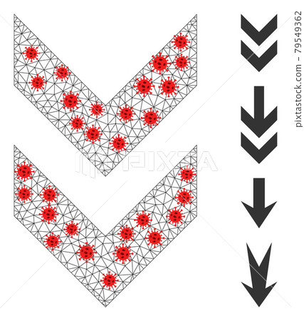 Polygonal Carcass Shift Down Pictogram with Infection Nodes Polygonal Carcass Shift Down Pictogram with Infection Nodes 79549362