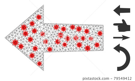 Polygonal Carcass Arrow Left Pictogram with Pathogen Centers Polygonal Carcass Arrow Left Pictogram with Pathogen Centers 79549412