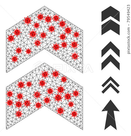 Polygonal Network Shift Up Pictogram with Infection Nodes Polygonal Network Shift Up Pictogram with Infection Nodes 79549423
