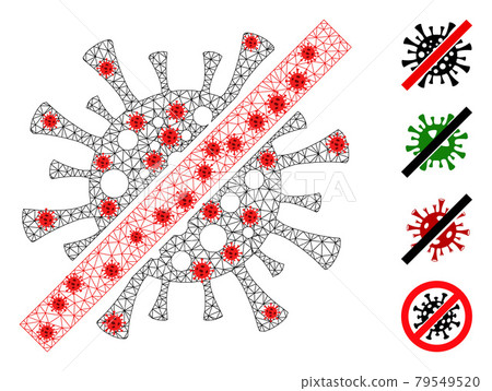 Polygonal Wire Frame Remove Covid Virus Pictogram with Infection Elements 79549520