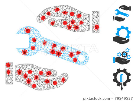 Polygonal Carcass Service Pictogram with Coronavirus Items Polygonal Carcass Service Pictogram with Coronavirus Items 79549557