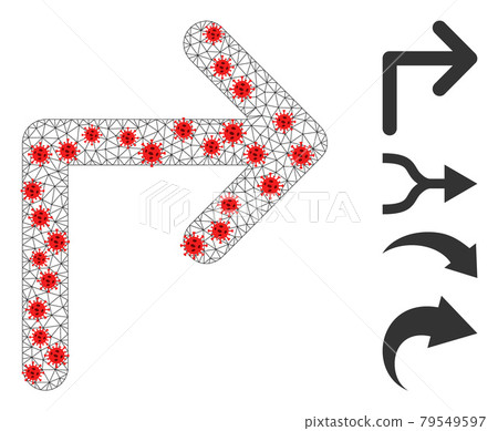 Polygonal Mesh Turn Right Pictogram with Infectious Nodes Polygonal Mesh Turn Right Pictogram with Infectious Nodes 79549597