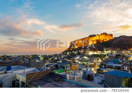 Mehrangarh fort at Jodhpur on evening time, Rajasthan, India. Mehrangarh fort at Jodhpur on evening time, Rajasthan, India. 79550504