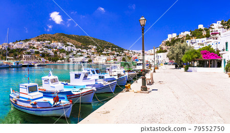 Beautiful colorful Greece - traditional fishing village Panteli in Leros island, Dodekanese 79552750