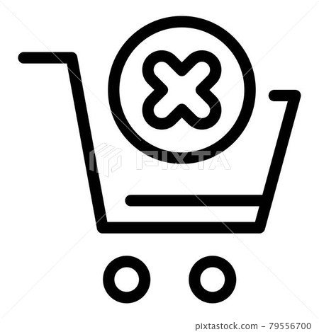 Shop cart denied icon, outline style Shop cart denied icon, outline style 79556700