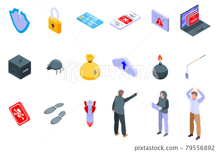 Fraud icons set, isometric style Fraud icons set, isometric style 79556892